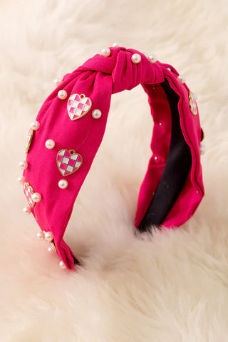 Checkered Heart Headband