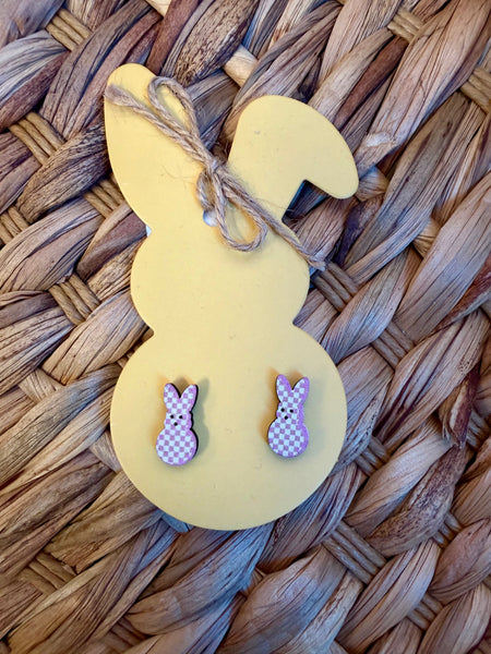 Plaid Bunny Stud Earrings