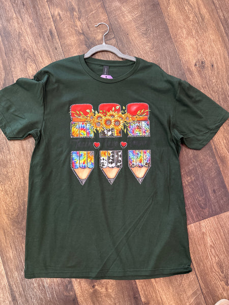 Teach Love Inspire Pencil Hunter Green Tee