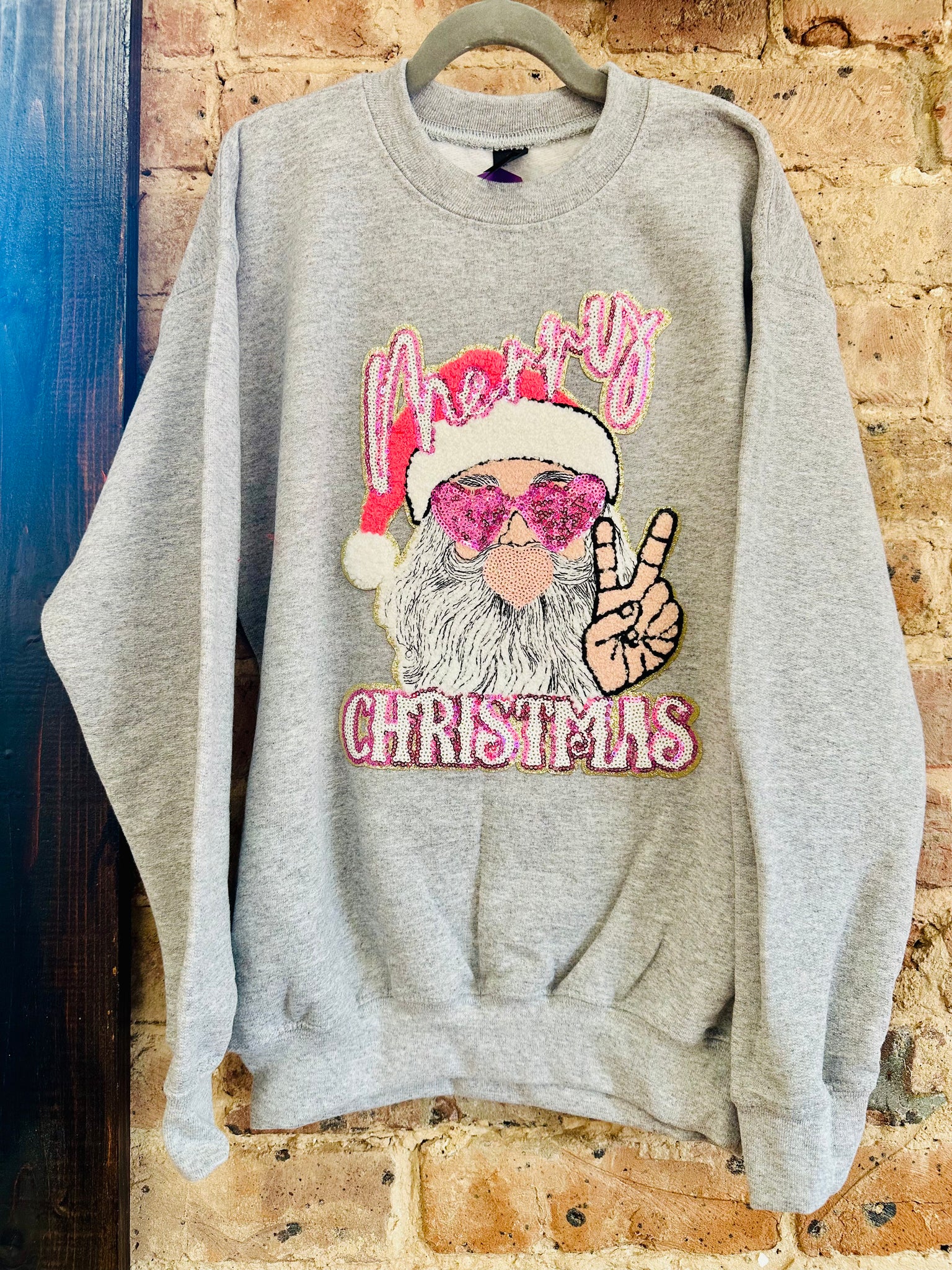 Pink Sunglasses Santa Sweatshirt (Kids)