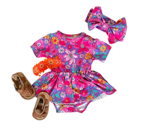 Groovy Purple Floral Romper
