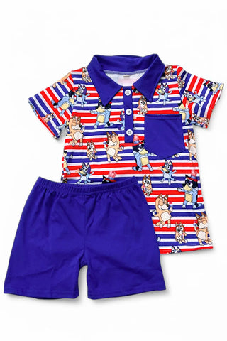 Pup Patriotic Short Set