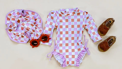 Lily Checkered Swimsuit + Hat