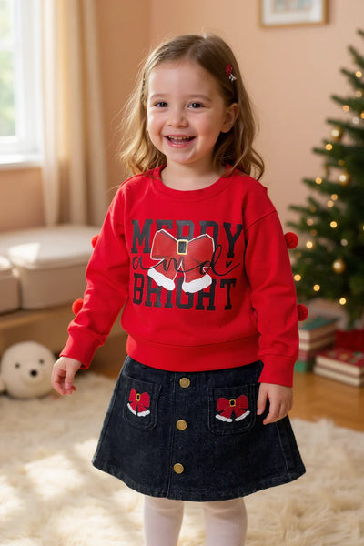 Merry & Bright Pom Pom Skirt Set
