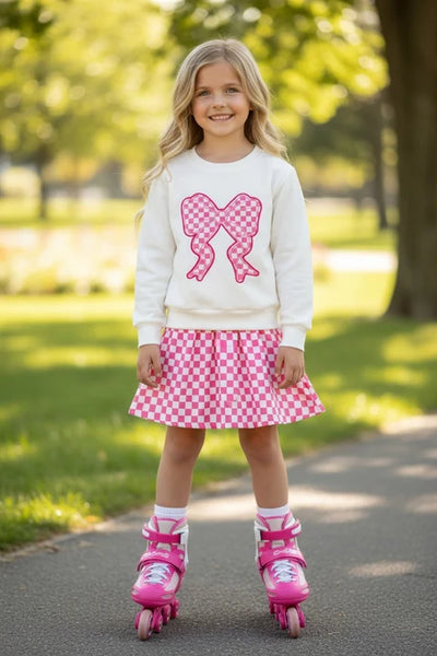 Checkered Bow Skort Set