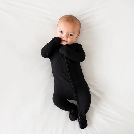 Posh Peanut Black Ribbed Zippie
