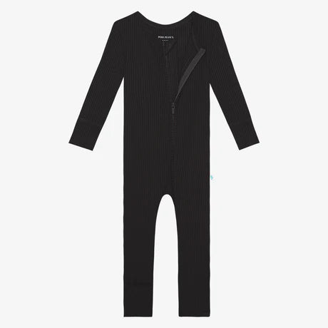 Posh Peanut Black Ribbed Zippie