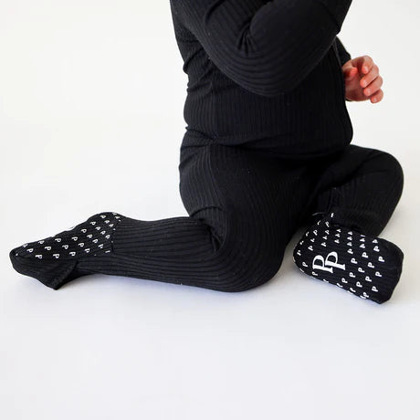 Posh Peanut Black Ribbed Zippie