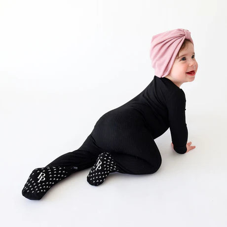 Posh Peanut Black Ribbed Zippie