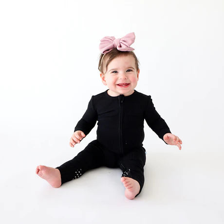 Posh Peanut Black Ribbed Zippie