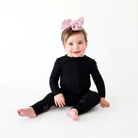 Posh Peanut Black Ribbed Zippie