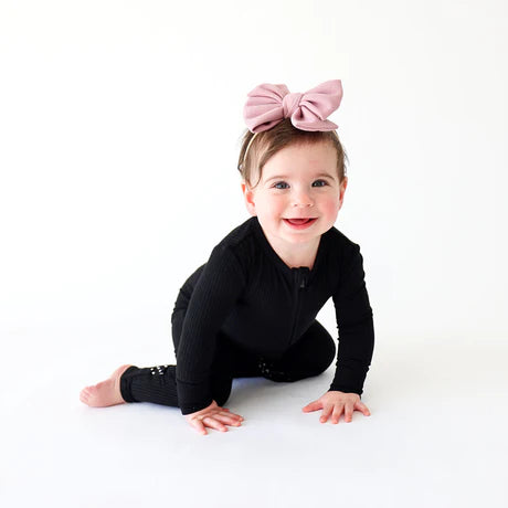Posh Peanut Black Ribbed Zippie