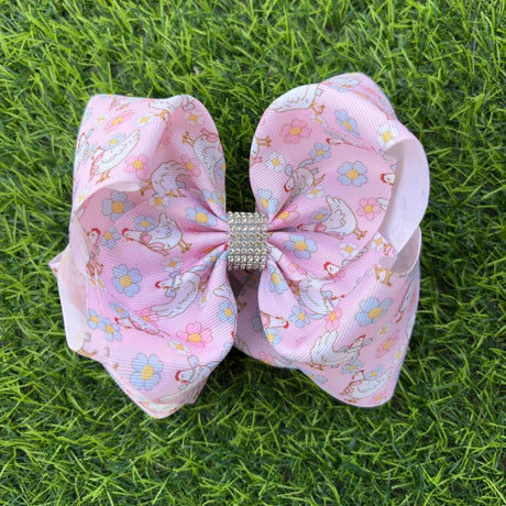 Chicken Printed Hair Bow