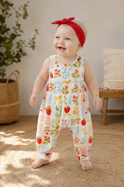 Gingham Strawberry Romper