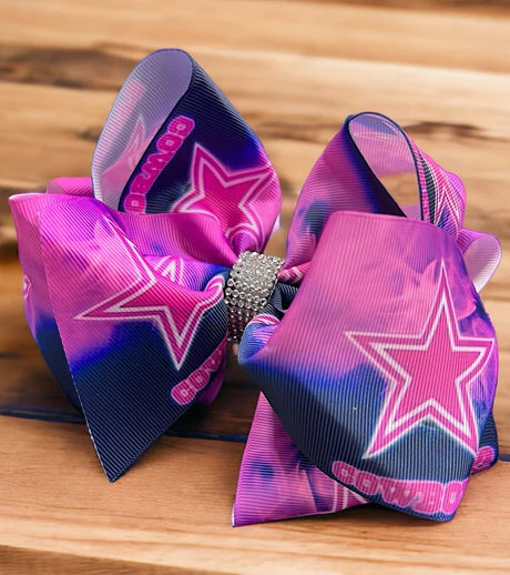 Star Football Tie Dye Hair Bow