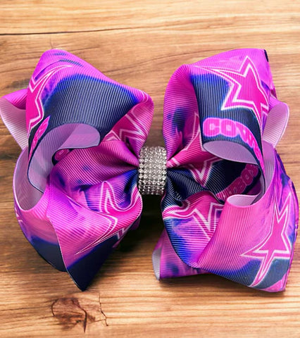 Star Football Tie Dye Hair Bow