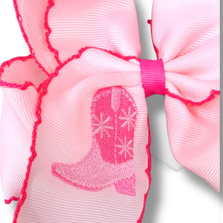 Pink Western Boot Hair Bow