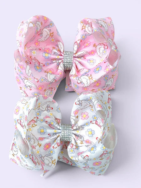 Chicken Printed Hair Bow