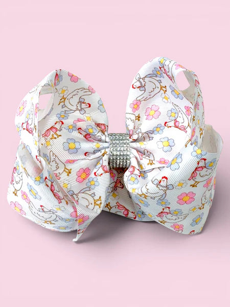 Chicken Printed Hair Bow