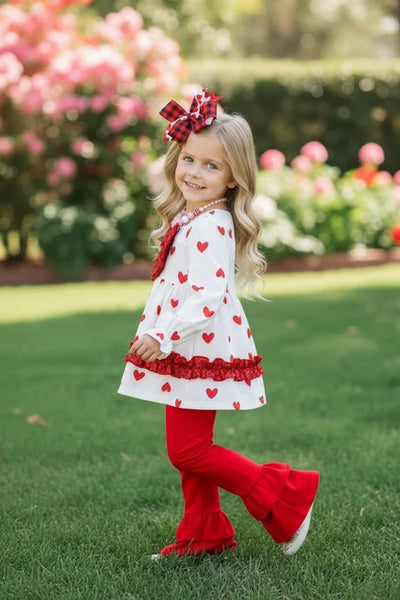 Heart Sequin Bow Pants Set