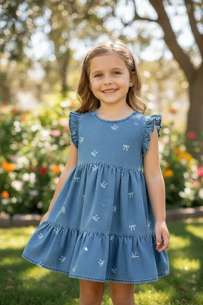 Coquette Bow Denim Dress