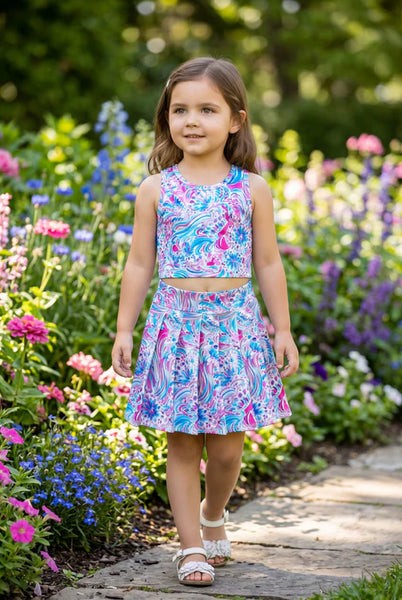 Fuchsia Swirl Skort Set