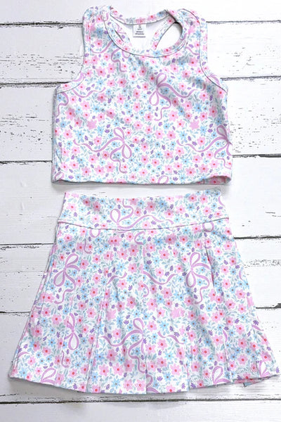 Pastel Floral & Coquette Skort Set