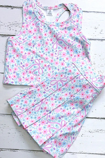 Pastel Floral & Coquette Skort Set