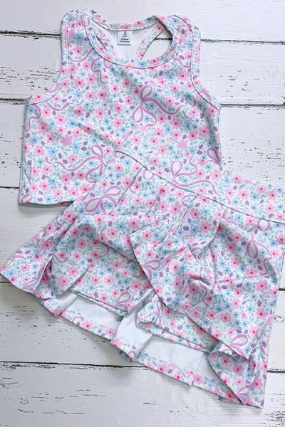 Pastel Floral & Coquette Skort Set