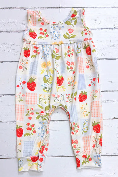 Gingham Strawberry Romper