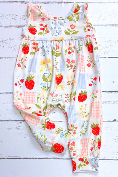 Gingham Strawberry Romper