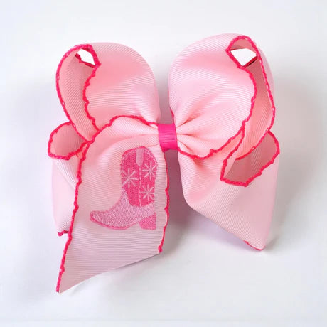 Pink Western Boot Hair Bow