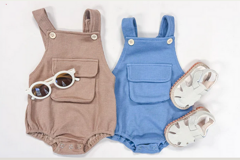 Waffle Knit Overall Romper