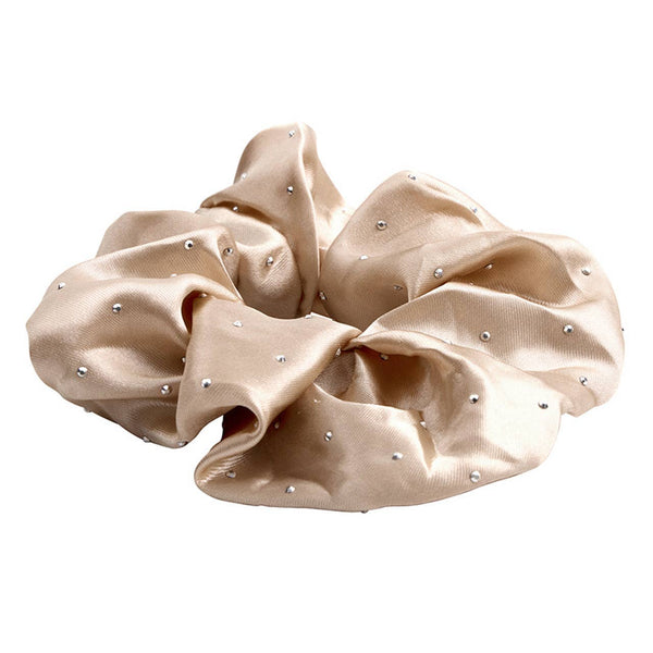 Satin Rhinestone Scrunchie in Diamond Ornament