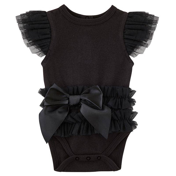 Black Ruffled Bow Onesie