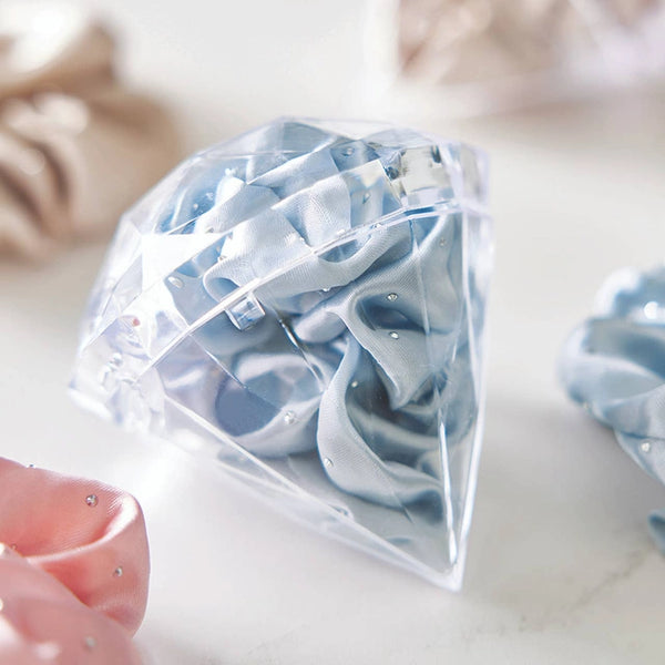 Satin Rhinestone Scrunchie in Diamond Ornament