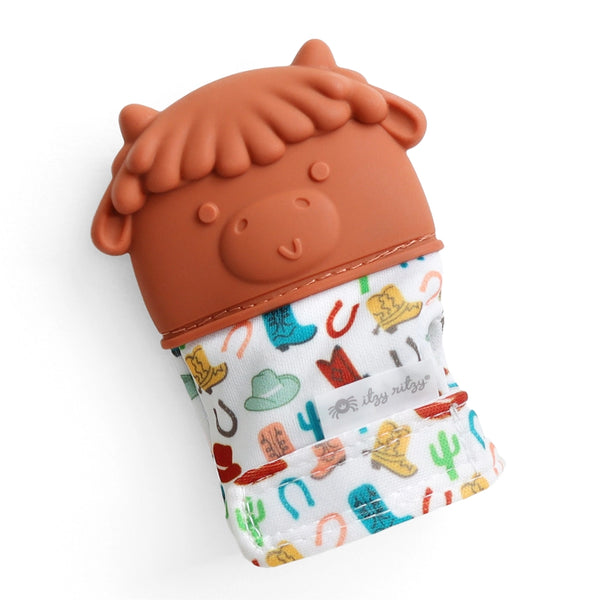 Itzy Mitt Silicone Teething Mitts (Highland Cow)