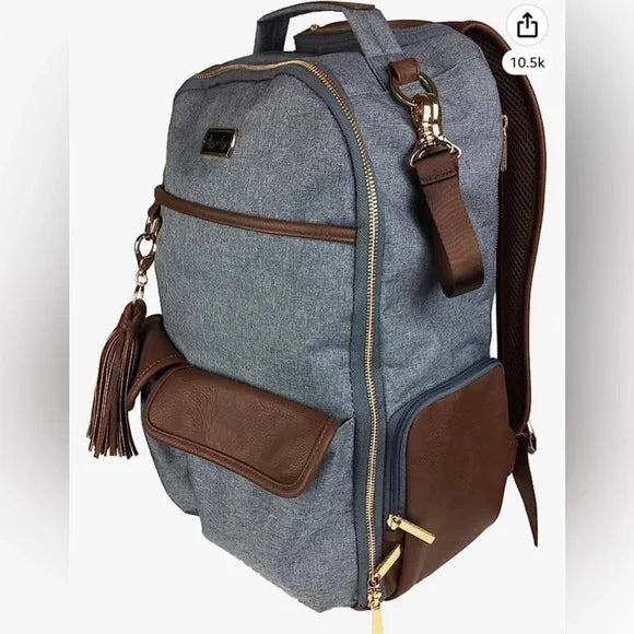 Boss Plus Heather Gray Diaper Bag Backpack