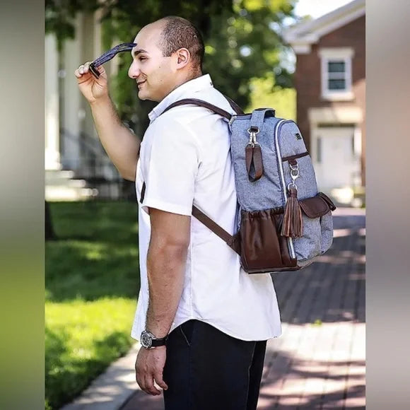 Boss Plus Heather Gray Diaper Bag Backpack