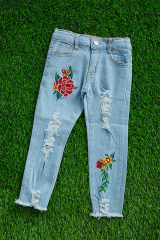 Embroidered Roses Skinny Fit Jeans
